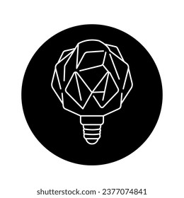 Icono de la línea negra de cristal de la bombilla. Pictograma para página web, aplicación móvil, promoción.