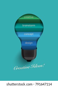 light bulb cut in paper 3d. vector element for a creative idea