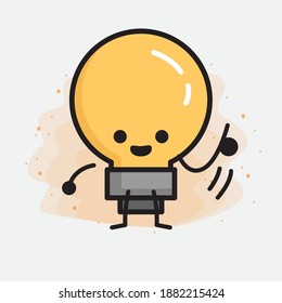 Light Bulb Cute Character icon Vector Illustration