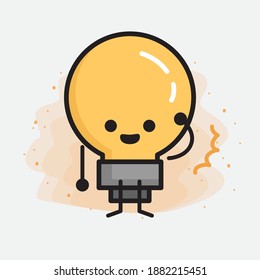 Light Bulb Cute Character icon Vector Illustration