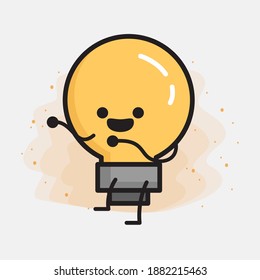 Light Bulb Cute Character icon Vector Illustration