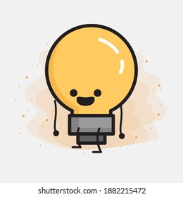 Light Bulb Cute Character icon Vector Illustration