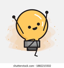 Light Bulb Cute Character icon Vector Illustration