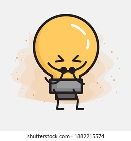Icono de carácter de corte de bombilla ligera Ilustración vectorial