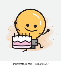 Light Bulb Cute Character icon Vector Illustration