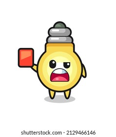 light bulb cute mascot as referee giving a red card , cute style design for t shirt, sticker, logo element