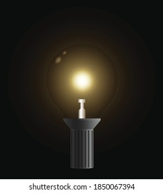Light bulb in dark background. Graphic vector