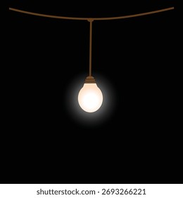 Light bulb in the dark sparks creativity vector illustration