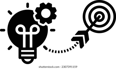 light bulb with a dart board, idea creative imagination jackpot, target point business success icon vector
