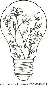 light bulb decorated with flowers. Vector illustration