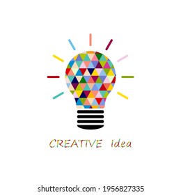 Light bulb design, creative idea concept. Inspiration and solution, colorful icon. Vector illustration isolated.