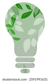 Light bulb design with green leaves representing eco-friendly energy and sustainability ideas for a clean future