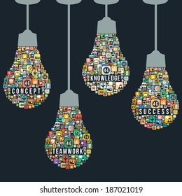Light bulb design from icons infographics, vector format