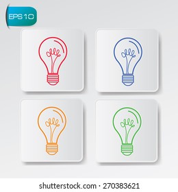 Light bulb design on buttons background
