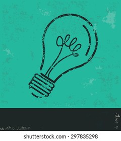 Light bulb design on green background,grunge vector