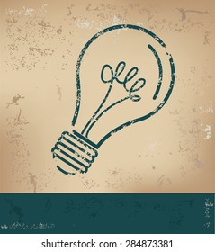 Light bulb design on old paper background,grunge concept,vector