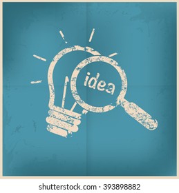 Light bulb design on old paper background, vector