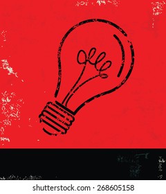 Light bulb design on red background,grunge vector