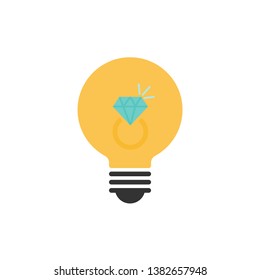 Light bulb and Diamond ring, idea concept 