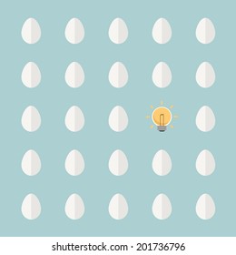 light bulb different from egg vector
