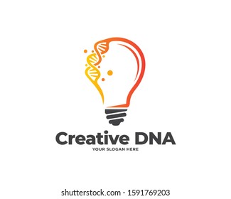 light bulb dna logo vector, science logo design