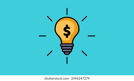 Light bulb with dollar icon illustration in flat cartoon style