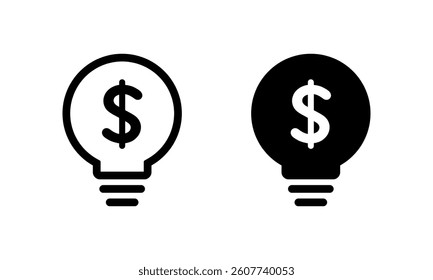 Light bulb dollar icon isolated on white background. Money idea sign symbol