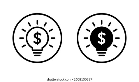 Light bulb dollar icon on circle line. Money idea concept