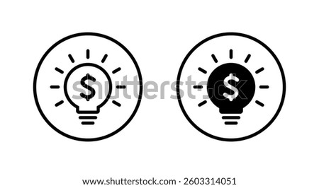 Light bulb dollar icon on circle line. Money idea sign symbol