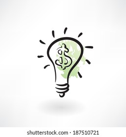 light bulb with dollar inside grunge icon