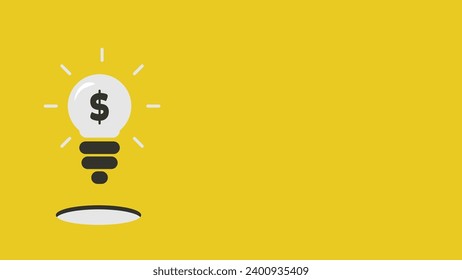 La bombilla con el signo del dólar representa la idea de hacer dinero. Fondo con área de copia. Adecuado para su uso en presentaciones de negocios