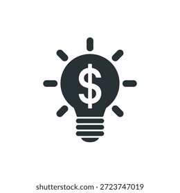 Glühbirne mit Dollarzeichen-Symbol, das Geschäftsidee oder Finanzinnovation darstellt