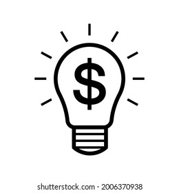 Light bulb with dollar sign inside, Money making idea, Creative lightbulb, Business and finance concept, Graphic design element, Vector illustration