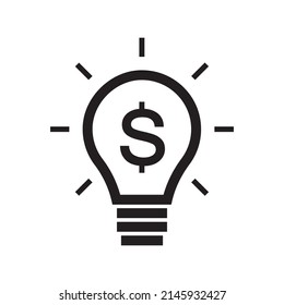 Light bulb with dollar sign inside, Money making idea, Creative lightbulb, Business and finance concept, Graphic design element, Vector illustration