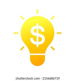 Light bulb with dollar sign inside, Money making idea, Creative lightbulb, Business and finance concept, Graphic design element, Vector illustration