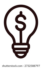 Light bulb with dollar sign inside, Money making idea, Creative lightbulb, Business and finance concept, Graphic design element, Vector illustration