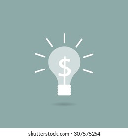 Light bulb with a dollar sign inside. The idea is profitable. Vector illustration.