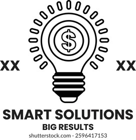 A light bulb with a dollar sign in the middle. The light bulb is surrounded by a circle. The image is titled Smart Solutions