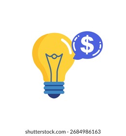 Glühbirne mit Dollarzeichen, die Geschäftsidee, kreatives Startup, Innovation, Investition, Gewinn, Monetarisierung und finanzielle Lösung darstellt.