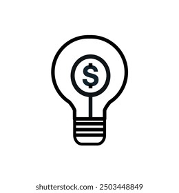Bombilla con signo de dólar, ahorro de electricidad - icono de Vector