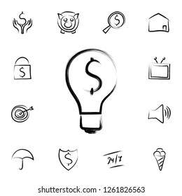 light bulb dollar sketch style icon. Detailed set of banking in sketch style icons. Premium graphic design. One of the collection icons for websites, web design, mobile app