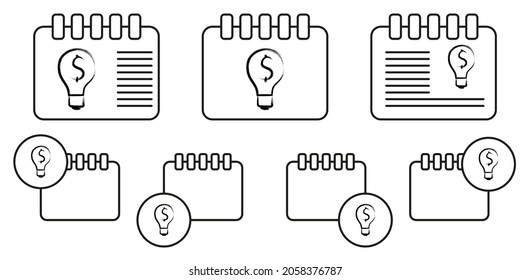Light bulb dollar sketch style vector icon in calender set illustration for ui and ux, website or mobile application