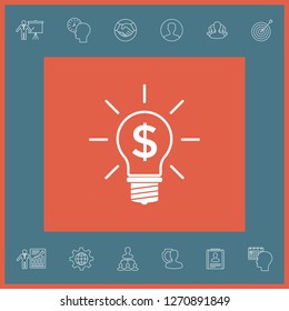 Light bulb with dollar symbol business concept. Graphic elements for your design