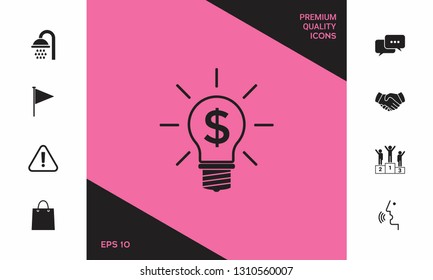 Light bulb with dollar symbol business concept. Graphic elements for your design