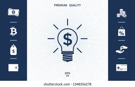Light bulb with dollar symbol business concept. Graphic elements for your design