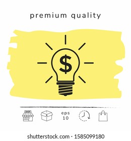 Light bulb with dollar symbol business concept. Graphic elements for your design