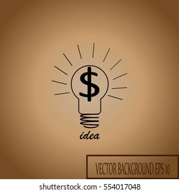 Light bulb with dollar symbol business concept. Vector icon