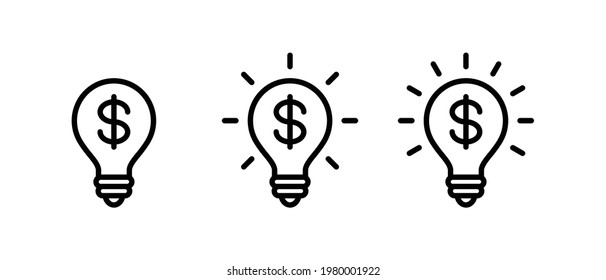 Light bulb with dollar symbol icon vector. Money ide symbol for web and mobile apps