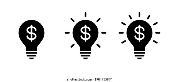 Light bulb with dollar symbol icon vector. Money ide symbol for web and mobile apps