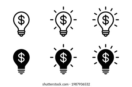 Light bulb with dollar symbol icon vector. Money ide symbol for web and mobile apps